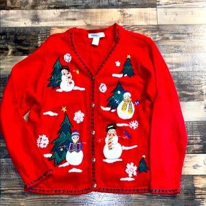 Arriviste cotton blend Ugly Christmas cardigan sweater size large